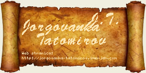 Jorgovanka Tatomirov vizit kartica